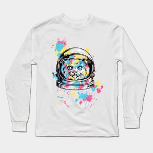 Paint Spatter Space Kitty Long Sleeve T-Shirt